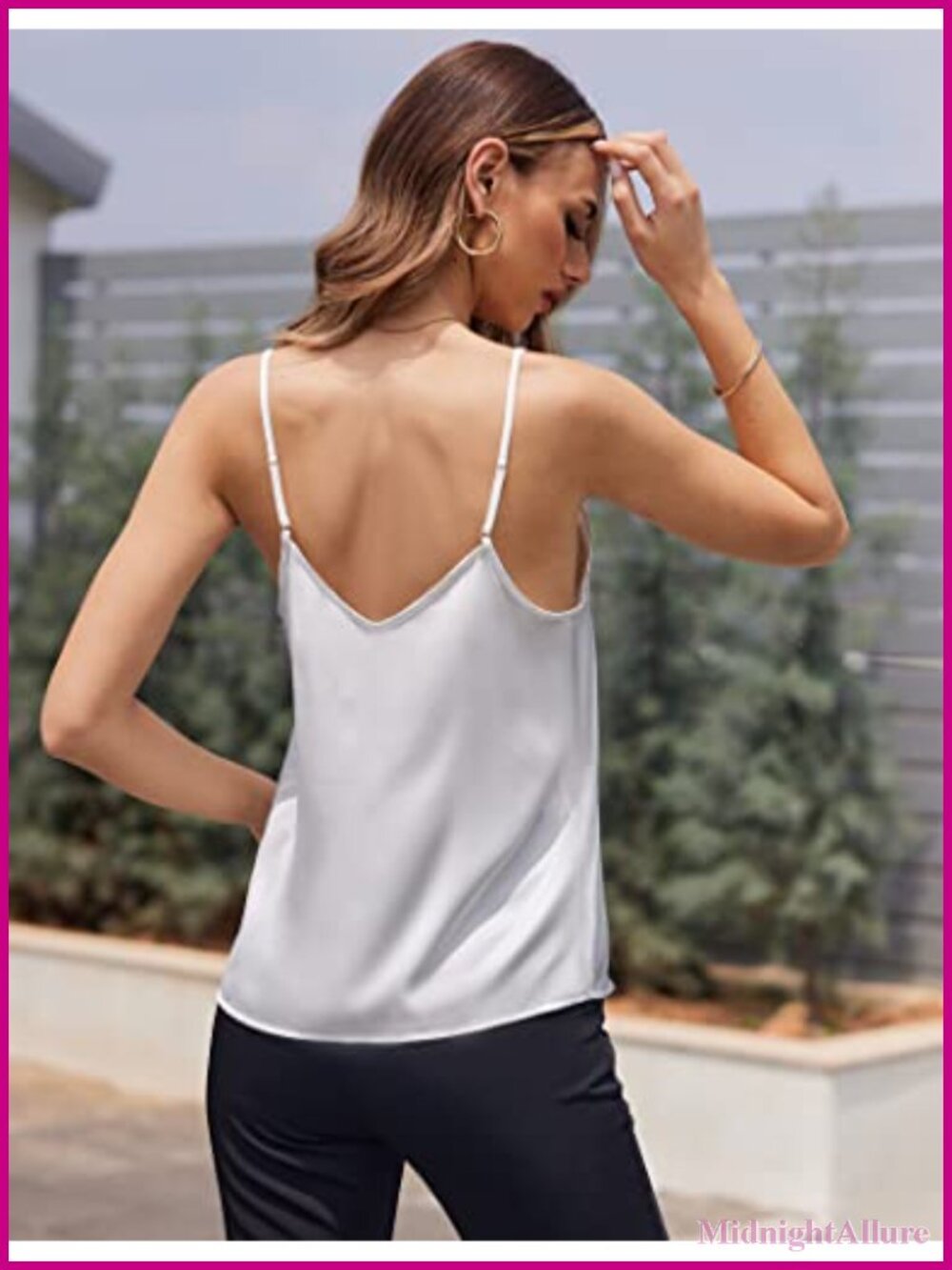 Women's Lace Silk Satin Pajama Tank Top V-Neck Adjustable Straps S-3XL - Picture 3 of 6